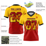 Custom Yellow Red-Black Mesh Authentic Gradient Square Shape 7V7 Flag Football Jersey