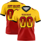 Custom Yellow Red-Black Mesh Authentic Gradient Square Shape 7V7 Flag Football Jersey
