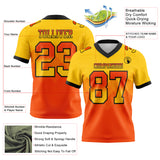 Custom Yellow Orange-Black Mesh Authentic Gradient Square Shape 7V7 Flag Football Jersey