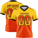 Custom Yellow Orange-Black Mesh Authentic Gradient Square Shape 7V7 Flag Football Jersey