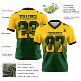 Custom Yellow Green-Black Mesh Authentic Gradient Square Shape 7V7 Flag Football Jersey