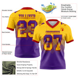 Custom Yellow Purple-Red Mesh Authentic Gradient Square Shape 7V7 Flag Football Jersey