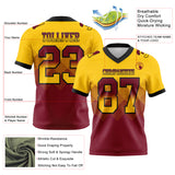 Custom Yellow Crimson-Black Mesh Authentic Gradient Square Shape 7V7 Flag Football Jersey