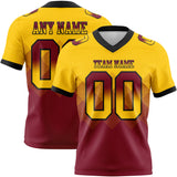 Custom Yellow Crimson-Black Mesh Authentic Gradient Square Shape 7V7 Flag Football Jersey