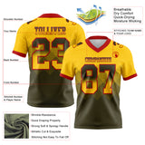 Custom Yellow Olive-Red Mesh Authentic Gradient Square Shape 7V7 Flag Football Jersey