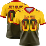 Custom Yellow Olive-Red Mesh Authentic Gradient Square Shape 7V7 Flag Football Jersey