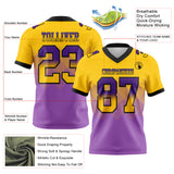 Custom Yellow Medium Purple-Black Mesh Authentic Gradient Square Shape 7V7 Flag Football Jersey
