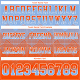 Custom Light Blue Orange-White Mesh Authentic Gradient Square Shape Flag Football Jersey