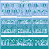 Custom Light Blue Teal-White Mesh Authentic Gradient Square Shape 7V7 Flag Football Jersey