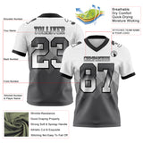 Custom White Steel Gray-Black Mesh Authentic Gradient Square Shape 7V7 Flag Football Jersey