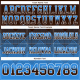 Custom Brown Powder Blue-White Mesh Authentic Gradient Square Shape Flag Football Jersey