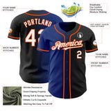 Custom Black White Royal-Orange Authentic Gradient Fashion Baseball Jersey