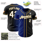 Custom Black White Royal-Old Gold Authentic Gradient Fashion Baseball Jersey