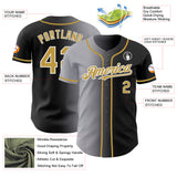 Custom Black Old Gold Gray-White Authentic Gradient Fashion Baseball Jersey