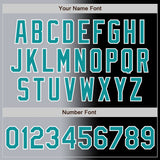 Custom Black Teal Gray-White Authentic Gradient Fashion Baseball Jersey
