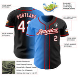 Custom Black White Electric Blue-Red Authentic Gradient Fashion Baseball Jersey