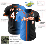 Custom Black White Electric Blue-Orange Authentic Gradient Fashion Baseball Jersey