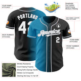 Custom Black White Panther Blue-Gray Authentic Gradient Fashion Baseball Jersey