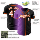 Custom Black White Medium Purple-Orange Authentic Gradient Fashion Baseball Jersey