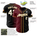 Custom Black White Burgundy-Old Gold Authentic Gradient Fashion Baseball Jersey
