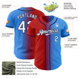 Custom Electric Blue White Red-Navy Authentic Gradient Fashion Baseball Jersey