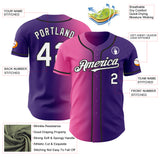 Custom Purple White Pink-Black Authentic Gradient Fashion Baseball Jersey