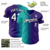 Custom Purple White Aqua-Black Authentic Gradient Fashion Baseball Jersey