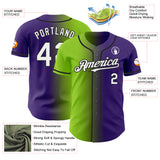Custom Purple White Neon Green-Black Authentic Gradient Fashion Baseball Jersey