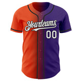 Custom Purple White Orange-Black Authentic Gradient Fashion Baseball Jersey