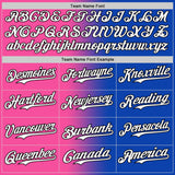 Custom Thunder Blue White Pink-Black Authentic Gradient Fashion Baseball Jersey