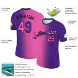 Custom Purple Pink-Black Gradient Fashion Performance T-Shirt