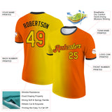 Custom Orange Yellow-Black Gradient Fashion Performance T-Shirt
