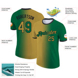 Custom Kelly Green Old Gold-Black Gradient Fashion Performance T-Shirt