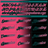 Custom Black Neon Pink-Teal Gradient Fashion Performance T-Shirt
