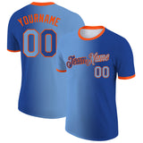 Custom Royal Light Blue-Orange Gradient Fashion Performance T-Shirt