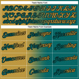 Custom Teal Old Gold-Black Gradient Fashion Performance T-Shirt