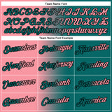 Custom Teal Medium Pink-Black Gradient Fashion Performance T-Shirt