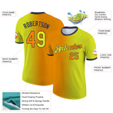 Custom Neon Yellow Bay Orange-Navy Gradient Fashion Performance T-Shirt