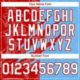 Custom Graffiti Pattern White Sky Blue-Red 3D Scratch Authentic Baseball Jersey