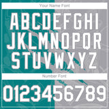 Custom Graffiti Pattern White Teal-Gray 3D Scratch Authentic Baseball Jersey