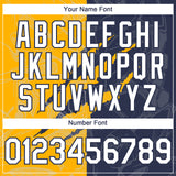 Custom Graffiti Pattern White Navy-Gold 3D Scratch Authentic Baseball Jersey