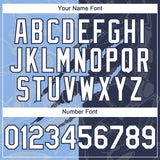 Custom Graffiti Pattern White Navy-Light Blue 3D Scratch Authentic Baseball Jersey