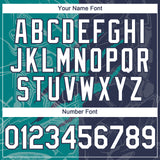 Custom Graffiti Pattern White Navy-Teal 3D Scratch Authentic Baseball Jersey