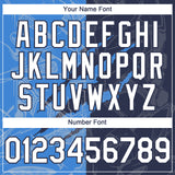 Custom Graffiti Pattern White Navy-Electric Blue 3D Scratch Authentic Baseball Jersey