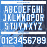 Custom Graffiti Pattern White Navy-Electric Blue 3D Scratch Authentic Baseball Jersey