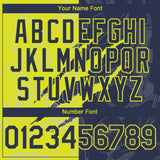 Custom Graffiti Pattern Navy-Neon Yellow 3D Scratch Authentic Baseball Jersey