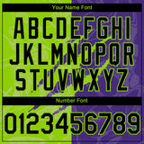 Custom Graffiti Pattern Black Purple-Neon Green 3D Scratch Authentic Baseball Jersey