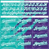 Custom Graffiti Pattern White Purple-Aqua 3D Scratch Authentic Baseball Jersey