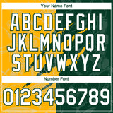 Custom Graffiti Pattern White Green-Gold 3D Scratch Authentic Baseball Jersey
