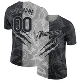 Custom Graffiti Pattern Black-Gray Scratch 3D Performance T-Shirt